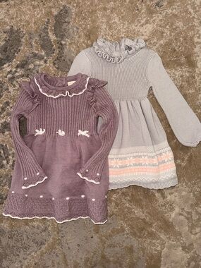 Bundle 2 Toddler Winter Knit Dresses 24M